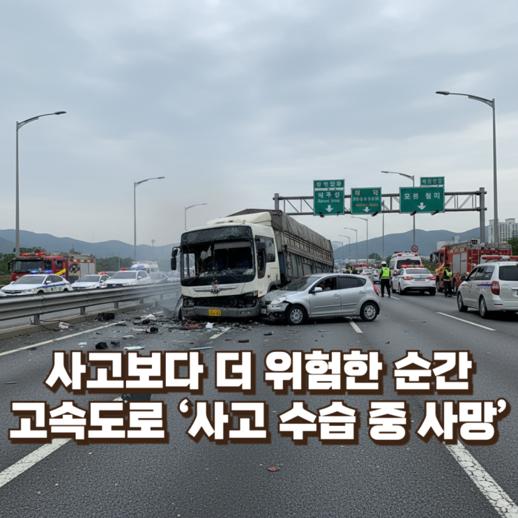  서해안고속도로 4중 추돌...1명 사망 : 수습 중 사망