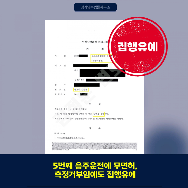  음주측정거부 의미와 처벌수위, 분당음주운전변호사 집행유예 이끈 사례