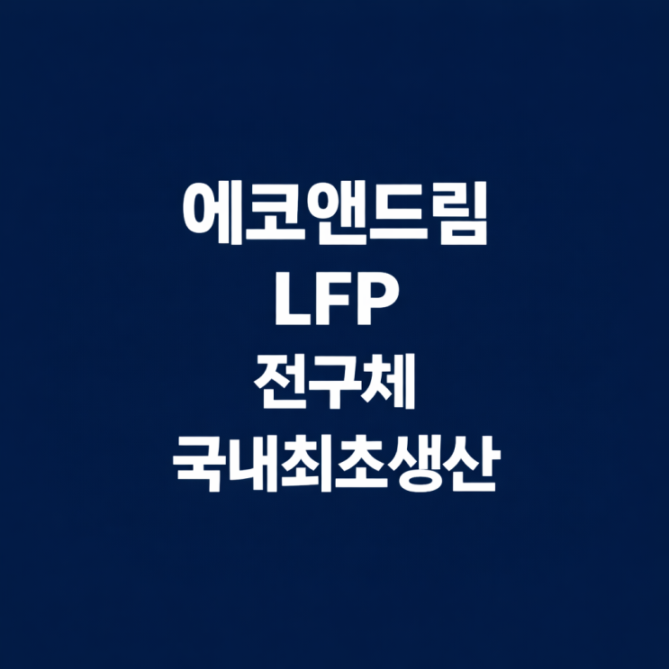  에코앤드림 LFP전구체 생산일정 공유(AI인프라 수혜주)