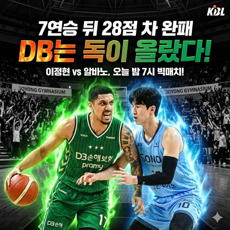  [KBL 분석] 원주 DB vs 고양 소노 4차전 전망: 연승 뒤 대패는 보약일까? (GEMS 승률 예측)
