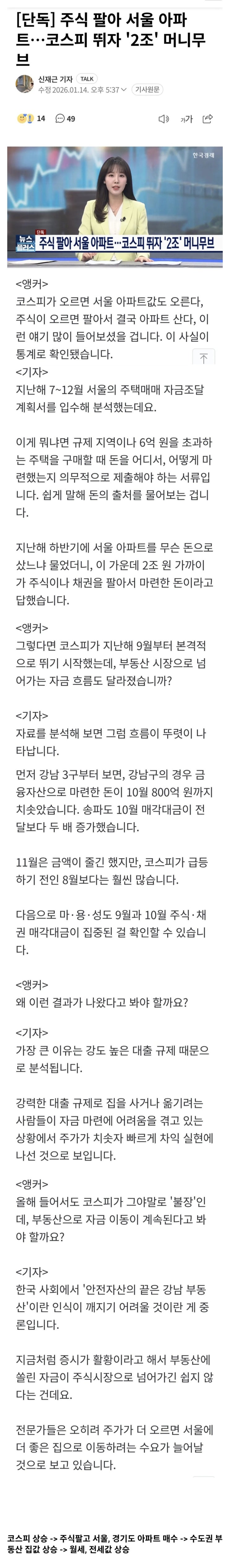  주식팔고 아파트 산다, 코스피 오르면 집값 급등