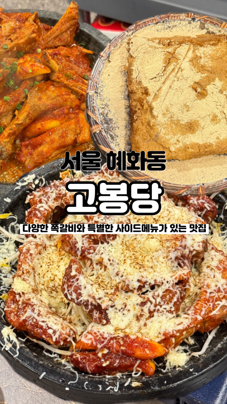  다양한 쪽갈비 특별한 사이드메뉴 내돈내산 서울 혜화동 등갈비맛집 고봉당