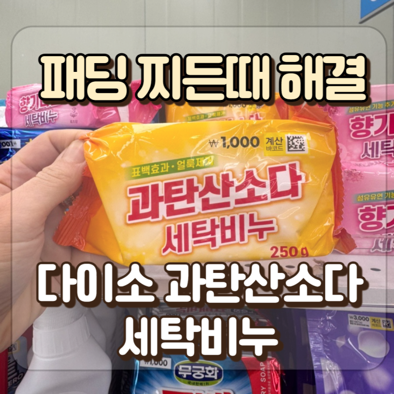 패딩 찌든때 지우기 다이소 과탄산소다 세탁비누로 완벽 해결