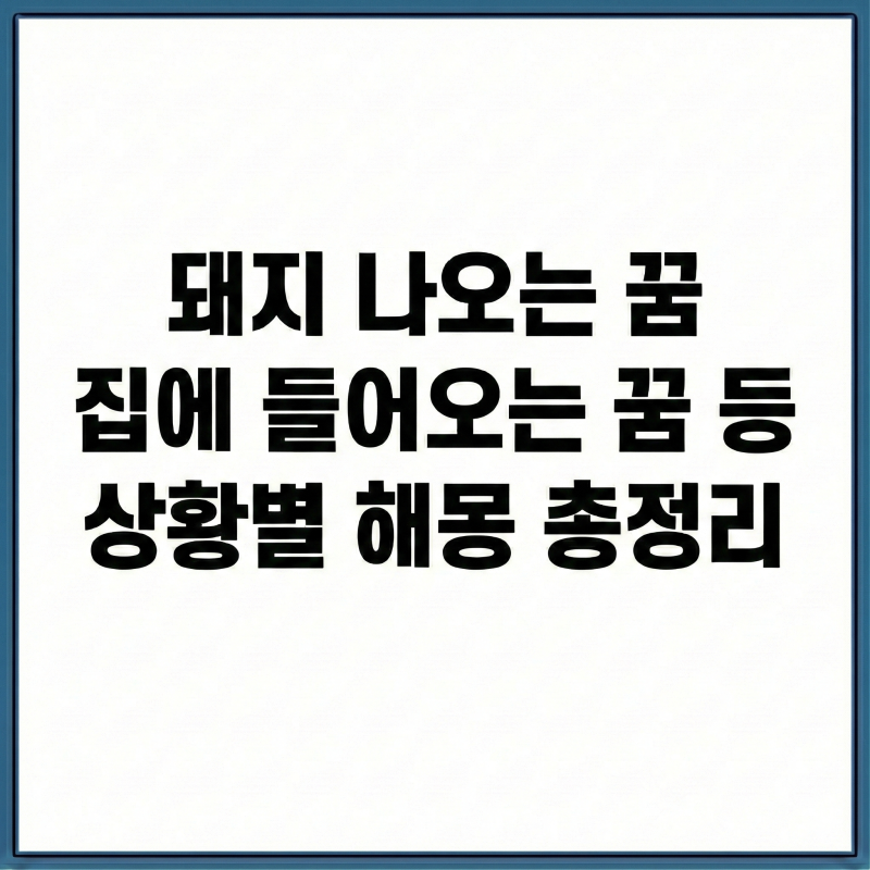 돼지 나오는 꿈 집에 들어오는꿈 등 상황별 해몽 총정리
