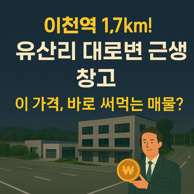  "️ 긴급 매매! 이천 호법면 유산리 8.3억 4차선 대로변 대지 882,이천역세권 창고매입 찬스!"