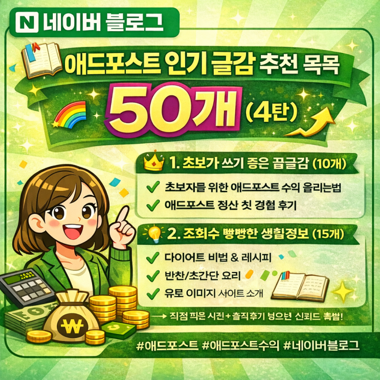  애드포스트 블로그 인기 글감 50개! 초보도 조회수 폭발