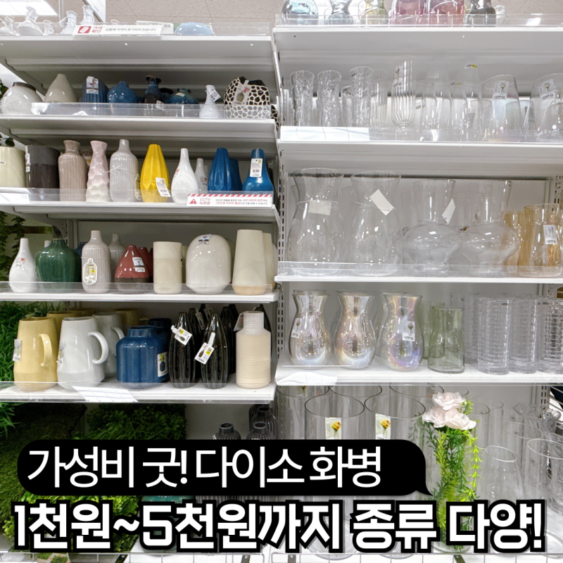 다이소 화병 꽃병 도기 오브제 플라스틱 유리 종류 소개해요