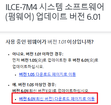 드디어 Sony A7M4 펌웨어 업데이트 / 6.01
