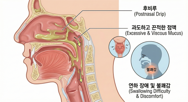 [후비루 증후군] 하루 종일 '킁킁', '켁켁'... 목 이물감의 주범