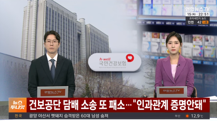 건보공단 '담배 소송' 2심도 패소…
