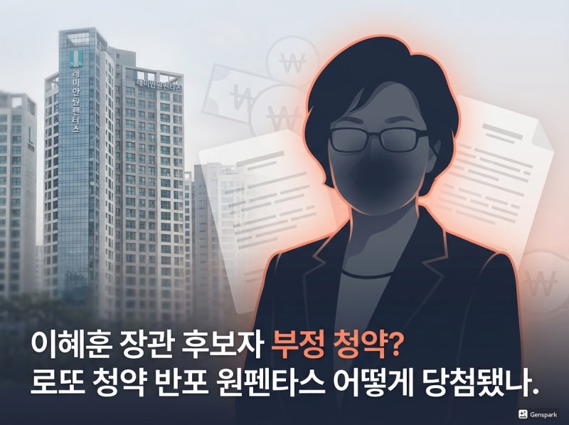 이혜훈 장관 후보자, 부정 청약? 로또청약 반포 원펜타스 어떻게 됐나.
