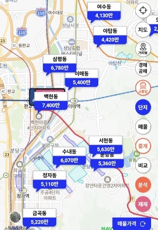  1월 14일 분당 이매동 매물 상황