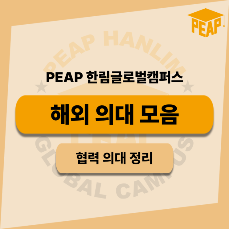 PEAP 한림글로벌캠스 해외 의대 협력 대학 정리