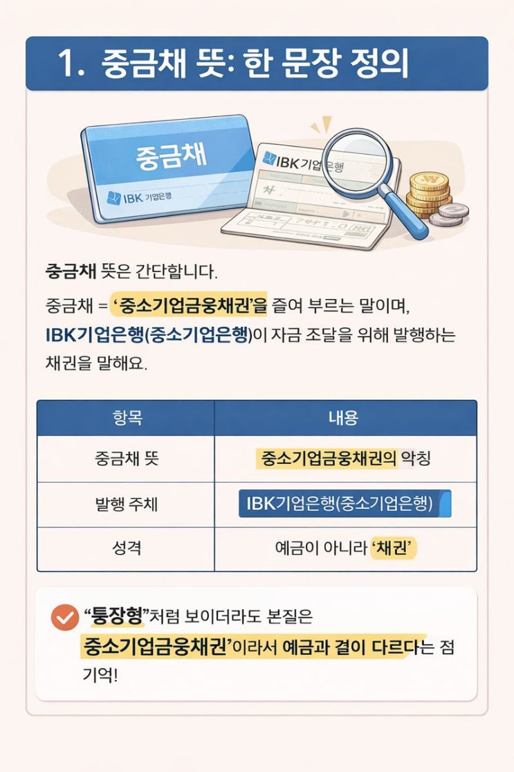  중금채 뜻 완전정리: 중소기업금융채권(IBK기업은행) 예금자보호·금리·가입 전 체크리스트