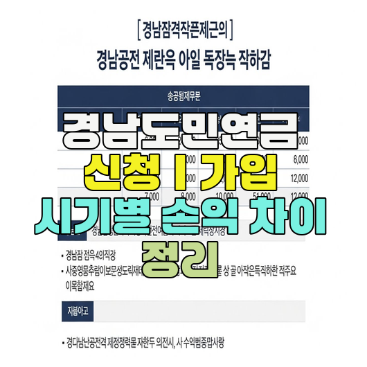  경남도민연금 신청｜가입 시기별 손익 차이 정리