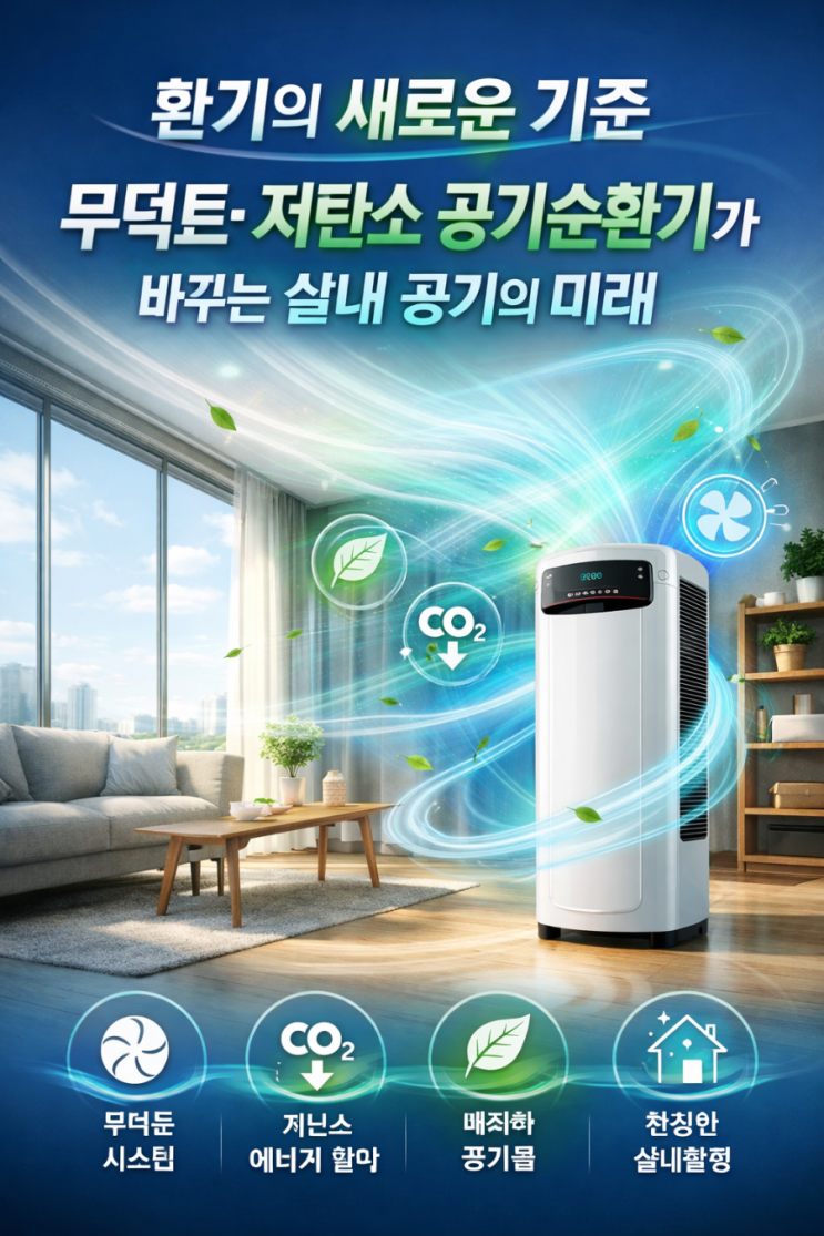  환기의 새로운 기준 무덕트·저탄소 공기순환기가 바꾸는 실내 공기의 미래