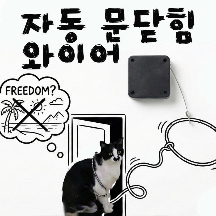  4000원으로 고양이 탈출 해결했어요 자동문닫힘 와이어 설치후기