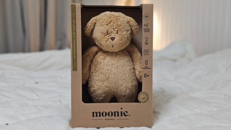  신생아 출산 선물 추천 무니 수유등 백색소음기 곰돌이 인형 털 안빠지는 남자 아기 애착인형 MOONIE