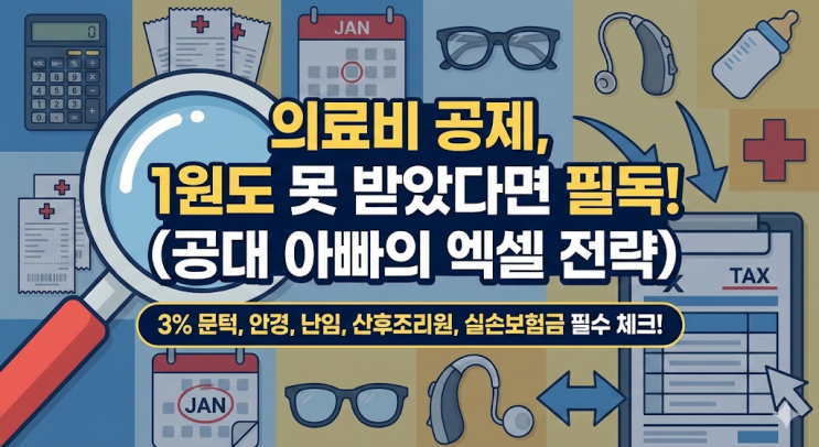 2026년 연말정산 의료비 세액공제 몰아서 받는 꿀팁 및 항목 정리 (안경, 난임 시술비 포함)