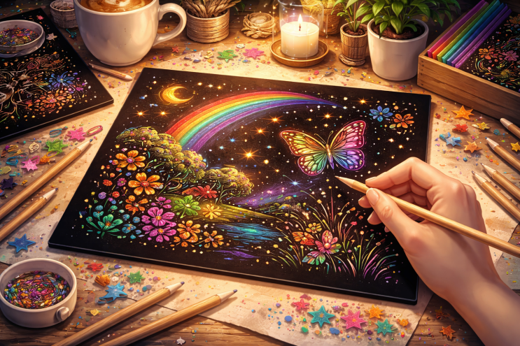  퇴근하고 긁적긁적, 스크래치 아트로 검은 화면 속 숨은 그림 찾는 재미에 빠져봤습니다!