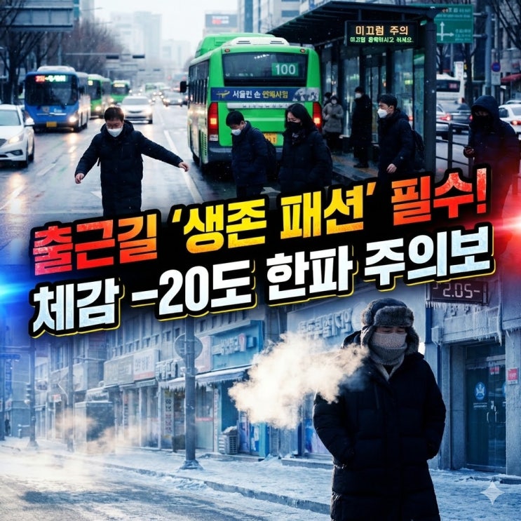  2026년 첫 최강 한파 예보, 서울 영하 13도 '대한' 추위 출근길 주의사항 (기상청)