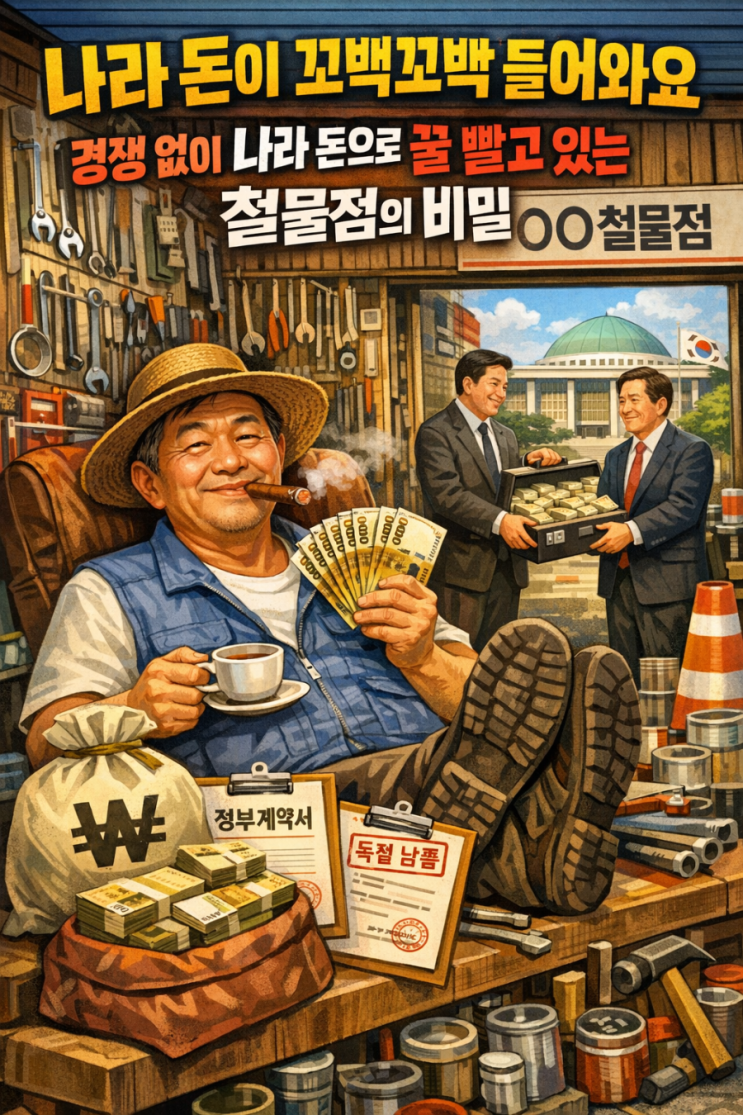  나라 돈이 꼬박꼬박 들어와요 — 경쟁 없이 나라 돈으로 꿀 빨고 있는 철물점의 비밀이라는 주제