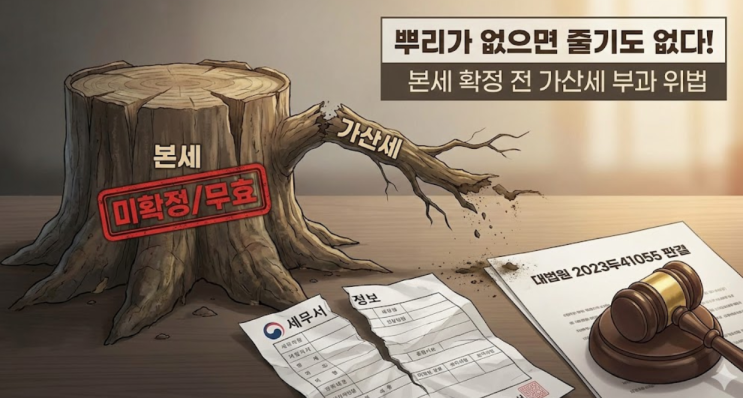  대법원 2026. 1. 8. 선고 2023두41055 판결 - "본세가 확정되지 않았는데 가산세만 낼 수 있나요?"
