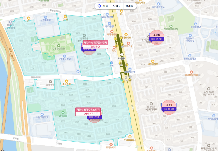  상계주공11단지 재건축 분담금 대지지분과 17평 22평 25평 31평 매매시세
