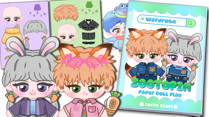 주토피아 종이인형 스티커북 만들기(+닉주디 경찰복 추가) Diy Zootopia Paper doll Sticker Book ...