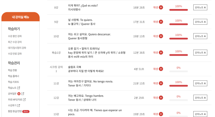  [시원스쿨 스페인어] 왕초보 탈출 열한번째 학습 일지