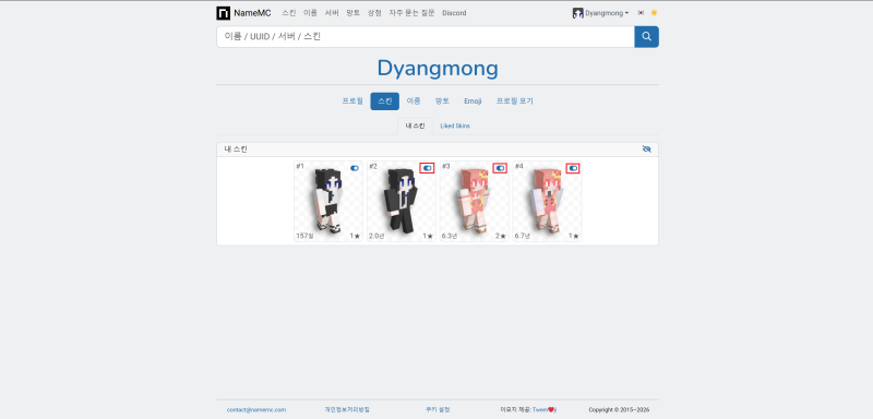 NameMC 사이트에서 내 스킨 비공개 하는 법 [마인크래프트 스킨]