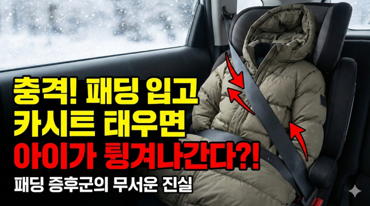  겨울철 카시트 패딩 입히고 태우면? 아이 튕겨나가는 '패딩 증후군' 충격적 진실 (30초만 읽어보세요)