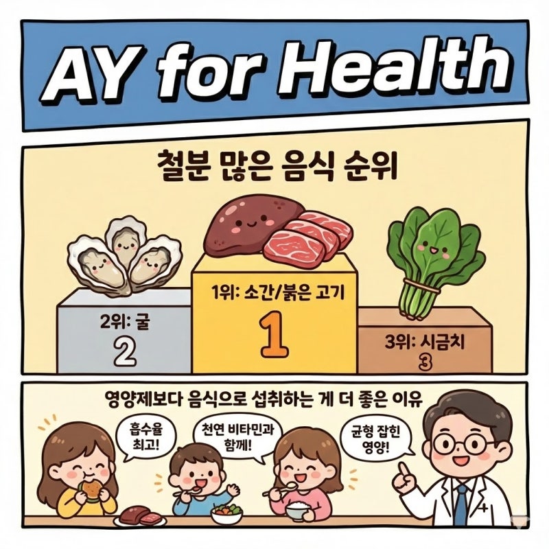 철분 많은 음식 순위, 영양제보다 음식으로 섭취하는 게 더 좋은 이유