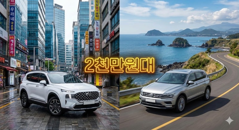 2000만원대 중고차 SUV 추천! 국산 싼타페 vs 수입 티구안, 정비사가 뜯어본 가성비 승자는?