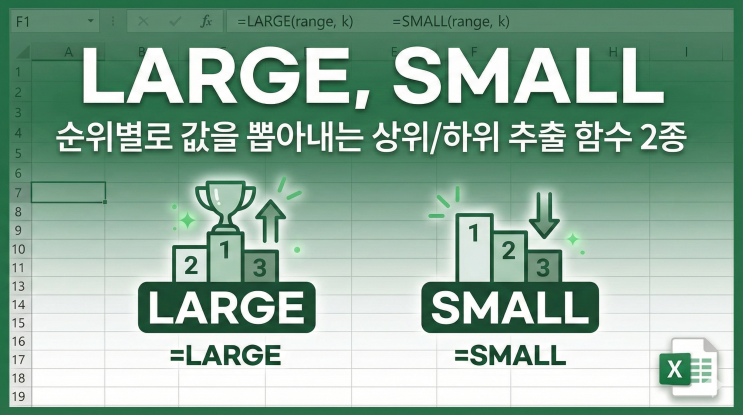  [엑셀 함수] LARGE, SMALL - 순위별로 값을 뽑아내는 상위/하위 추출 함수 2종