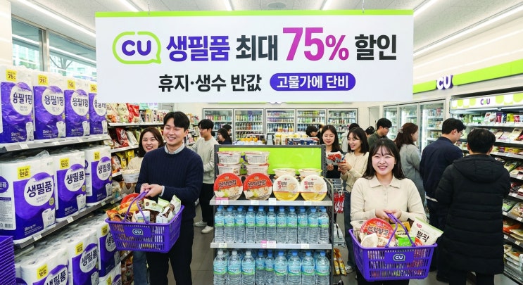  CU 생필품 최대 75% 할인｜고물가에 단비, 휴지·생수가 반값