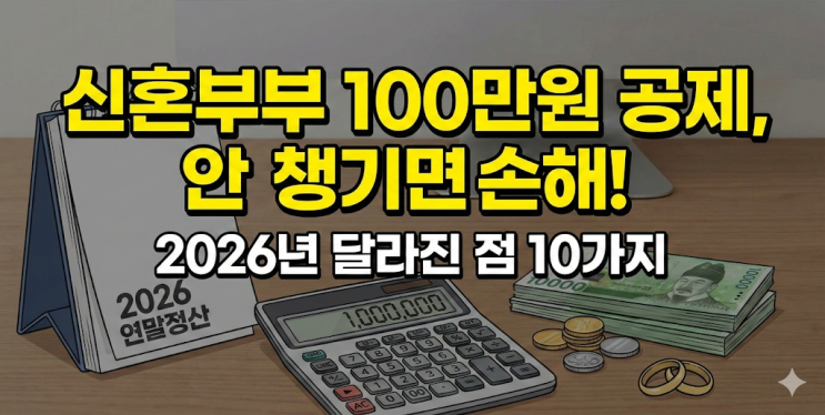  2026년 연말정산 달라진 점 10가지, 신혼부부 100만원 공제 안 챙기면 손해봅니다 (핵심요약)
