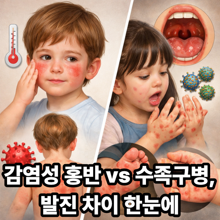  감염성 홍반과 수족구병 차이｜헷갈리기 쉬운 소아 발진 질환 정리