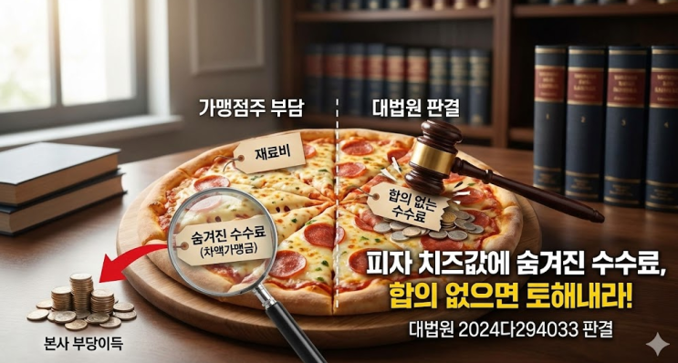  대법원 2026. 1. 15. 선고 2024다294033 판결 - "피자 치즈값에 숨겨진 수수료, 합의 없으면 토해내라(피자헛 사건)"