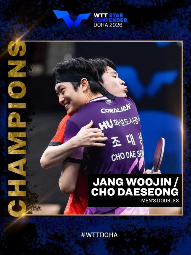  장우진 조대성 남자 탁구 복식 WTT 새해 첫 우승 쾌거