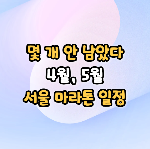 빠르게 마감중! 서울 마라톤 일정 리스트 업(4월, 5월)