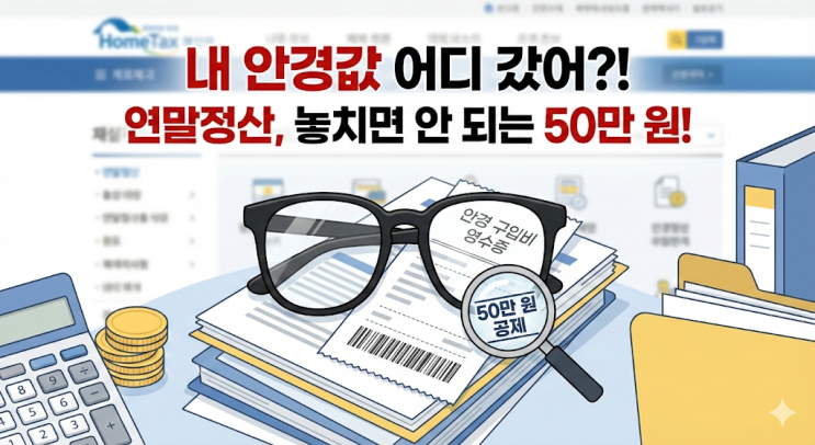  2026 연말정산 안경 구입비 의료비 공제 누락? 홈택스에 없을 때 영수증 챙겨서 50만원 돌려받는 법