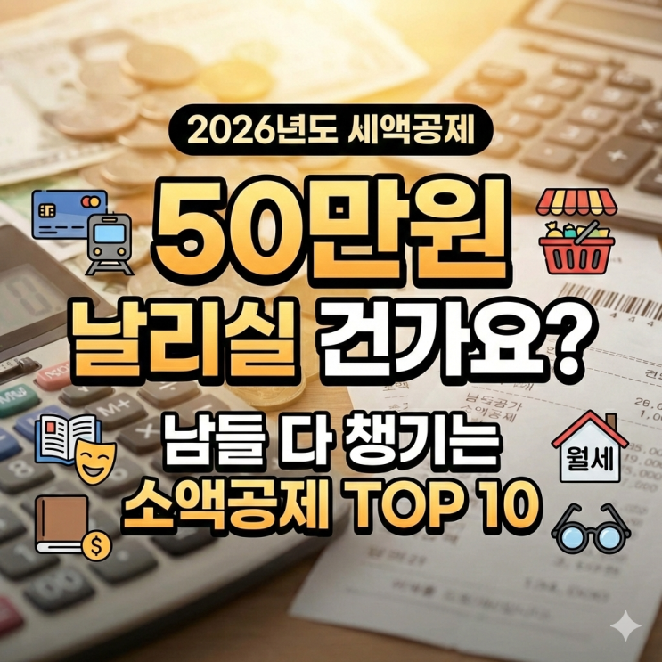  2026 연말정산 기간, 남들 다 챙기는 소액공제 TOP 10 놓치고 50만원 날리실 건가요?