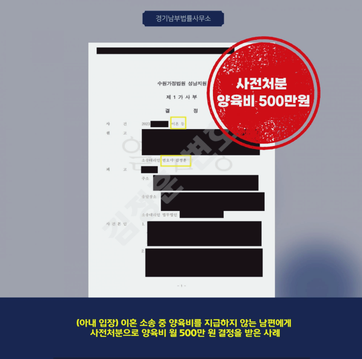  이혼 소송 중 양육비 미지급, 사전처분으로 매달 500만 원 확보한 과정