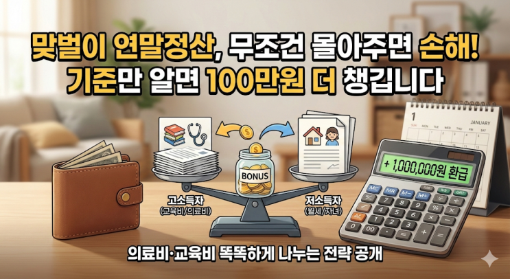  맞벌이 부부 연말정산 몰아주기 전략, 의료비 교육비 나누는 기준만 알아도 100만 원 아낍니다