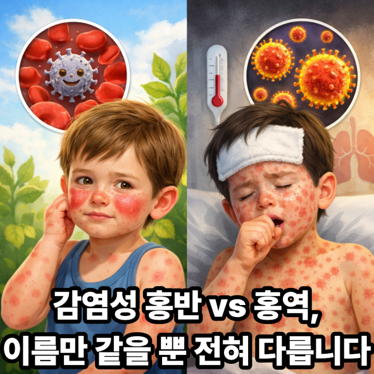  감염성 홍반과 홍역의 차이점｜이름은 비슷해도 전혀 다른 질환
