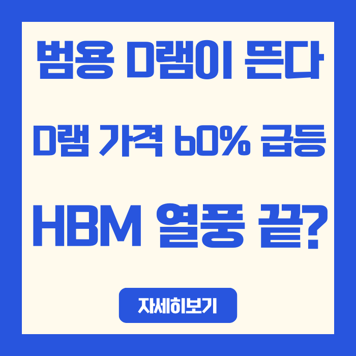  HBM 열풍 끝? 2026년 범용 D램이 뜬다/2026년 D램 가격 60% 급등, 왜 지금인가