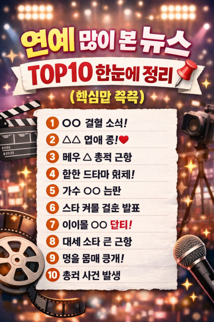  연예 많이 본 뉴스 TOP10 한눈에 정리 (핵심만 쏙쏙)