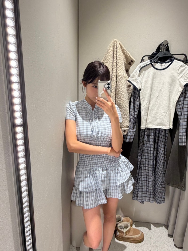 데일리룩 | ZARA 자라 체크 셔츠 원피스 코디 추천