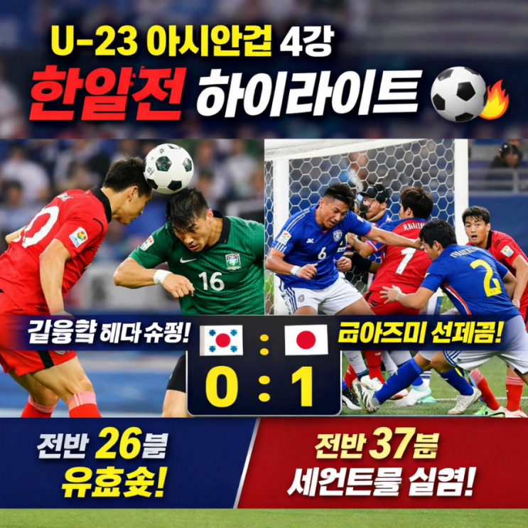  U-23 아시안컵 4강 한일전 하이라이트 총정리 ️ (전반 핵심+실점 장면 분석)